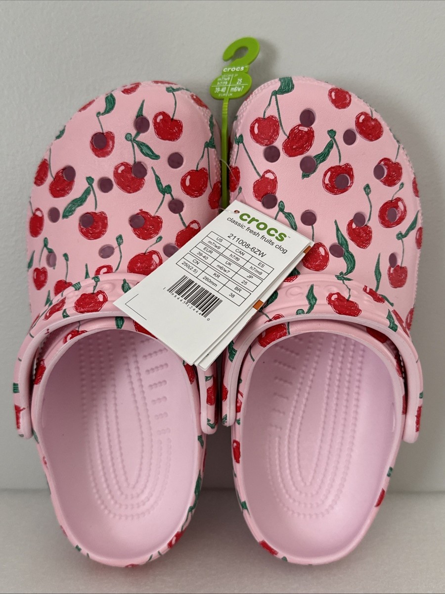 Crocs Classic Fresh Fruits Clog Cherries Womens 9 Color Pink Milk