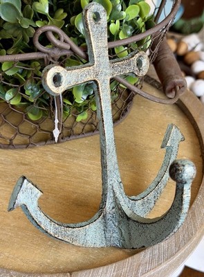 Rustic Cast Iron Turquoise 6  Metal Decorative Ocean Anchor nautical Wall Decor