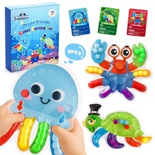 3 otters Color Sorting Sensory Toys, Sea Animals Fine Motor Matching Games Fi...