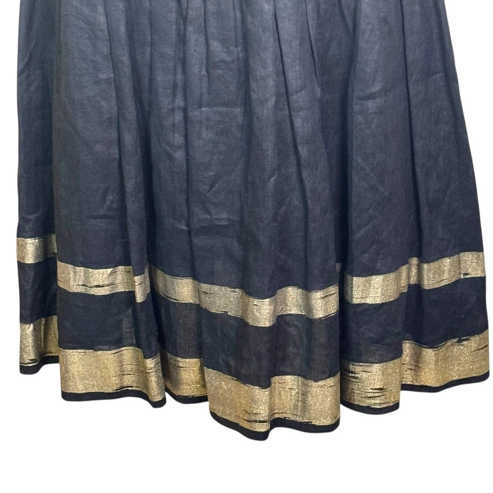 Falda Ralph Lauren Etiqueta Negra Talla 4 100% Lino Plisada Rayas Línea A Foto 4 de 4