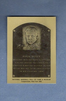 HUGH DUFFY, Braves~Phillies~Reds~Cubs~Brewers HOF METALLIC plaque-card C