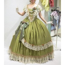 Historical Victorian Princess Green Ball Gown WeddingDress Princess Off Shoulder
