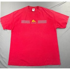 Vintage Y2K adidas Authentic Sports Denim Collection Logo T Shirt Men's XL Red