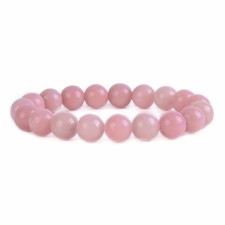 Natural Pink Opal Gemstone 10mm Round Beads Stretch Bracelet 7 Inch Unisex