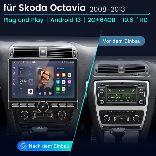 Android 14 10.6'' Für Skoda Octavia 2 1Z3 1Z5 2004-2013 Autoradio GPS Navi WIFI - Bild 3 von 21