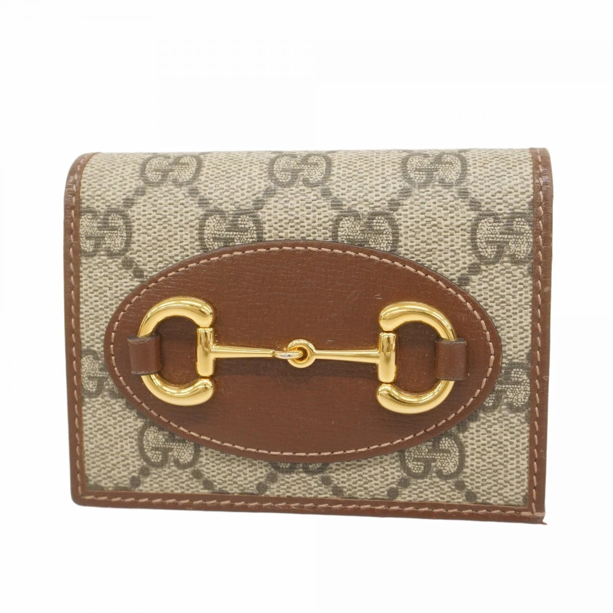 5Db2521 Gucci Portefeuille Gg Supreme Horse Bit 621887 PVC Marron Or Quincaillerie Occasion Wo