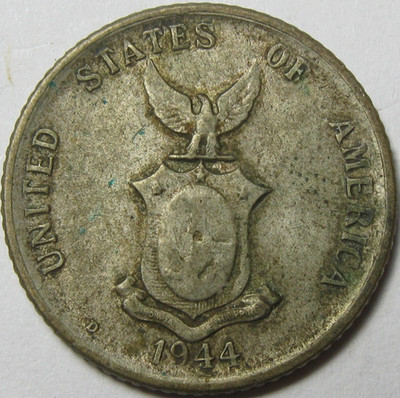 1944-D Philippines 20 Twenty Centavos - 75% Silver  Coin - #11425-32