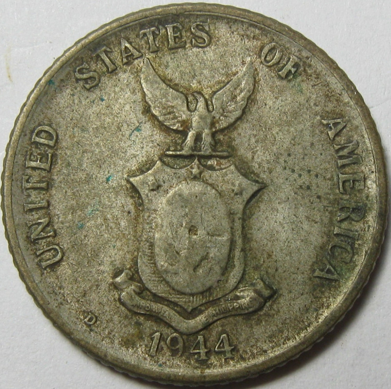 1944-D Philippines 20 Twenty Centavos - 75% Silver  Coin - #11425-32