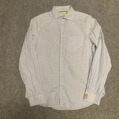Gucci Shirt Mens 39/15.5 Button Up Long Sleeve Designer Cotton Adult