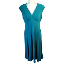 Chaps Women's Green Sleeveless Padded Shoulder Stretch Pull Over Dress Size Lg.