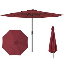 12 FT Patio Umbrella, Outdoor Market Umbrella with Crank Handle, 8 Sturdy Ribs