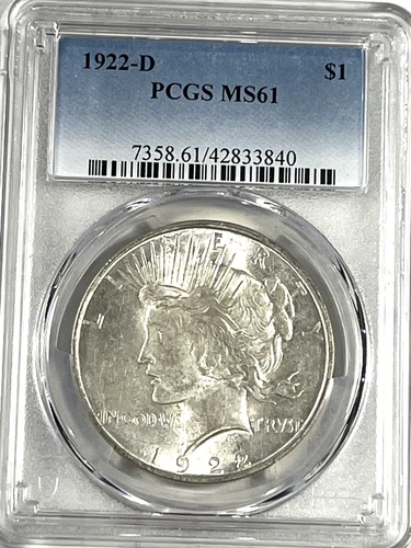 1922-D Peace Dollar : PCGS MS61