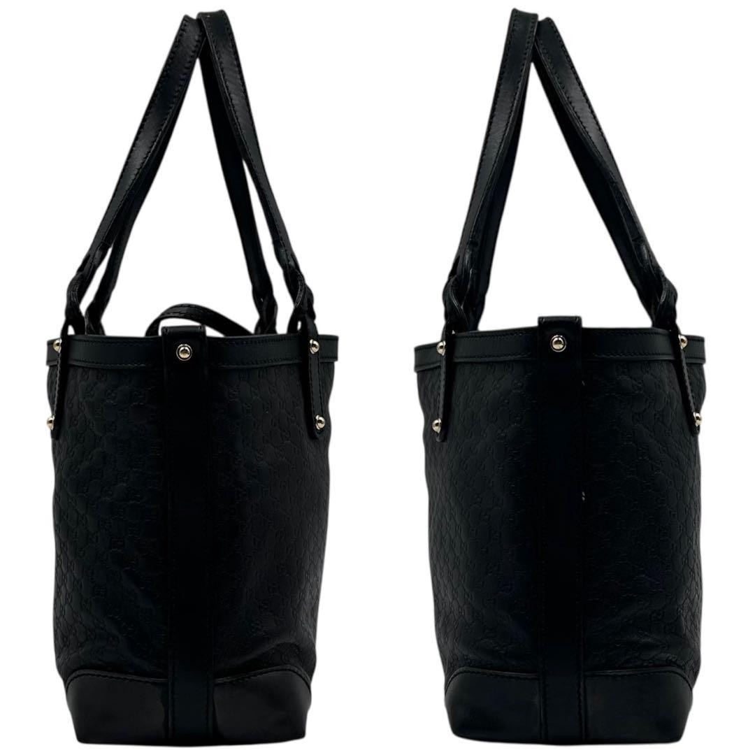 GUCCI Tote Bag GG Shima Micro Leather Black Vintage Excellent Condition thumbnail 4