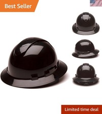 Vented Pyramex Full Brim Hard Hat   ANSI Z89.1 Certified, Adjustable Suspension