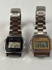 2 Casio Men's Retro Digital Watch Water Resistant Alarm Chrono A158WE & A158W SS