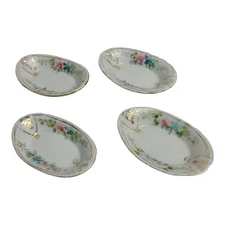 Vintage Hand Painted Nippon Open Salt Cellar Set of 4 Porcelain Dish Mini Bowl