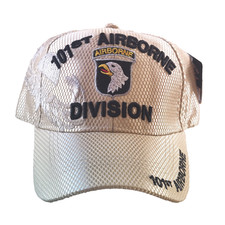 101st Airborne Division Embroidered Micro Mesh baseball cap Beige adjustable New