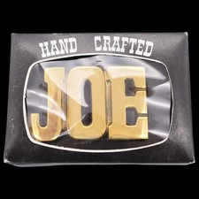 Joe Name Solid Brass Vintage Belt Buckle by BBB Baron ca. 1970s 