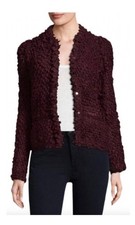 IRO Burgundy Loop Stitched Knit Jacket Blazer Sz 36 Small MSRP 545