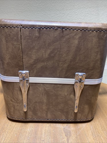 TRAVEL CASE BROWN HAT LUGGAGE CRAFT VINYL NO KEY - Picture 4 of 15