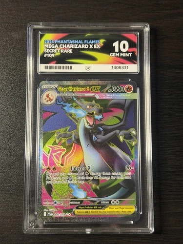 Mega Charizard X EX 109/094 2025 Phantasmal Flames Secret Rare Holo ACE 10