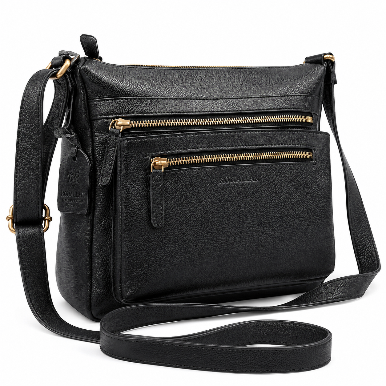 Rowallan Rucksack Rowallan of Scotland Medium Black Leather Crossbody Bag MultiPocket ...