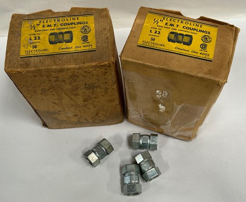 Lot "99" UNUSED Vtg Electroline E.M.T. Compression Conduit Coupling 1/2" (A12)