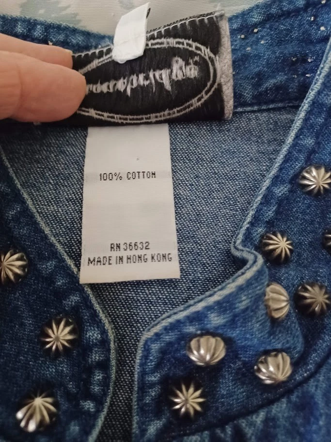 Vintage Stonebridge Women’s Western Denim Jacket Sz 8 Studded Concho Buttons Y2K - Image 3 of 4