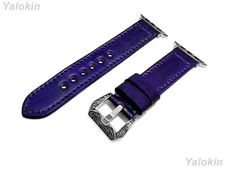 Purple Brushed Leather Band for Apple Watch Ultra 2 49mm & 9 8 Series 41mm 45mm