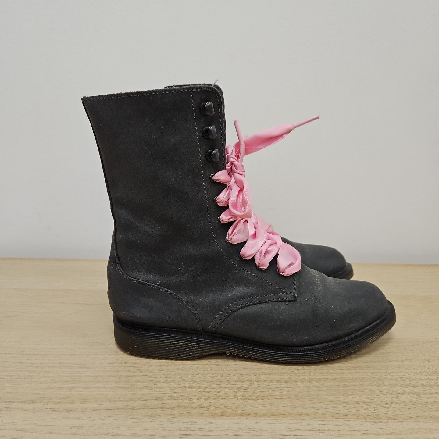 Dr Martens 1490 Carli High Ankle Grey Nubuck Leather Grunge Punk Boots Uk 5 Rare image 5