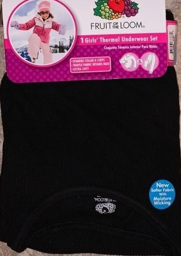 New Girls THERMAL Fruit of the Loom UNDERWEAR SET Longjohns Top & Pants XS 4-5 - Picture 7 of 8