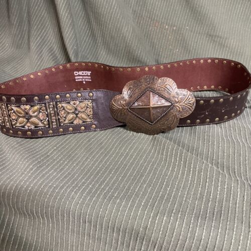 Chico's Echtleder Damen Gürtel Länge 39 Zoll plus 3 1/2"" Schnalle Größe M