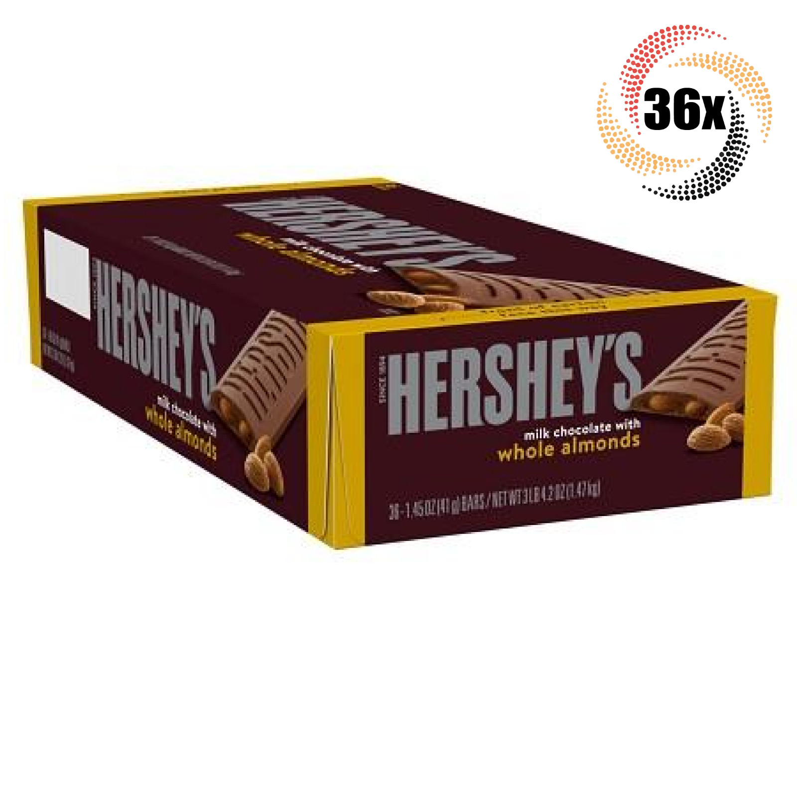 Полная коробка из 36 батончиков молочного шоколада Hersheys с цельным миндалем 145 унции 12690₽
