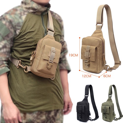 Men's Tactical Shoulder Bag Molle Chest Pack Messenger Bags Phone Storage Pack - Picture 1 of 23