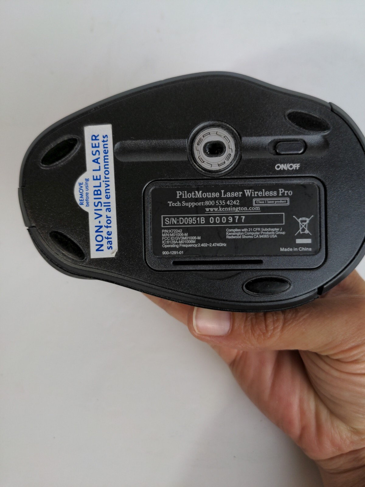 Pilotmouse Kensington PilotMouse Laser Wiresless Model # 72242 W/Receiver, Disc ...