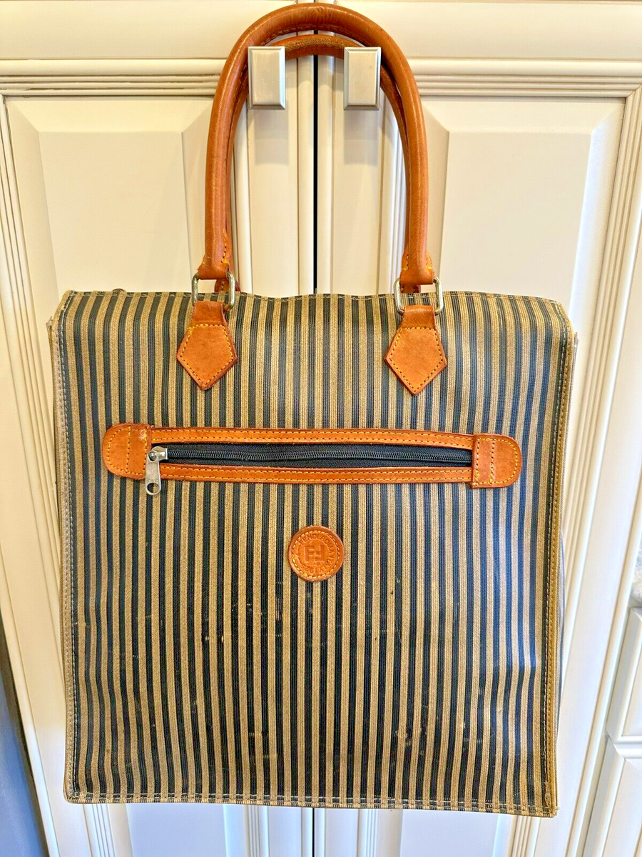 Fendi Pequin - Roma Italy 1925 Black Brown Stripe - Purse Tote Bag