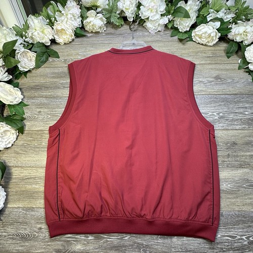 Golf Windbreaker Vest Mens Extra Large XL Jacket Red Lined Performance V-Neck - Picture 7 of 13