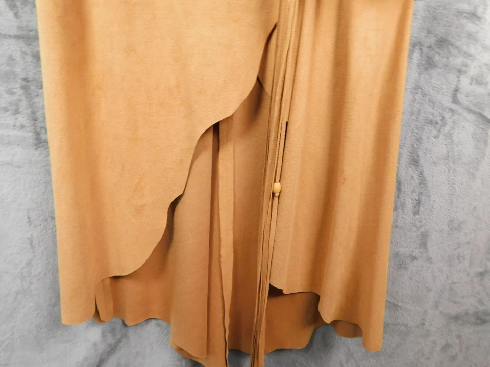 Vestido envolvente Bebe vintage para mujer pequeño bronceado imitación gamuza vaquera costera flecos boho Foto 4 de 4