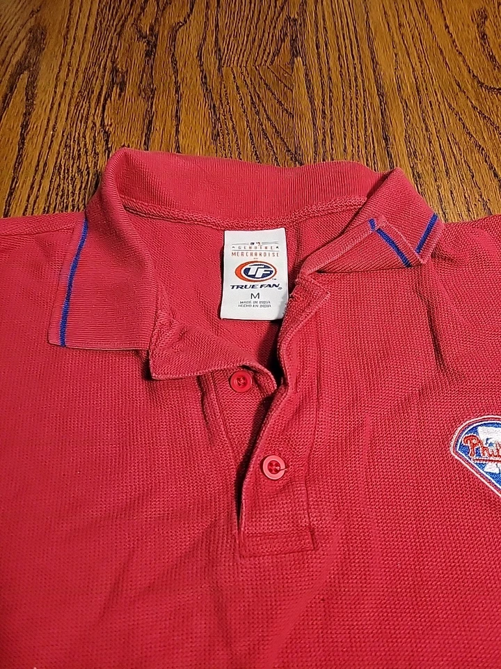 Camisa polo Philadelphia Phillies para hombre talla mediana MLB béisbol roja con cuello superior  Foto 4 de 4