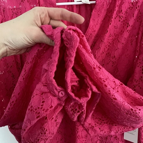 Neu mit Etikett Treasure and Bond langärmliges rosa Rouge Spitze Midikleid mit Slip Größe Large - Bild 5 von 11