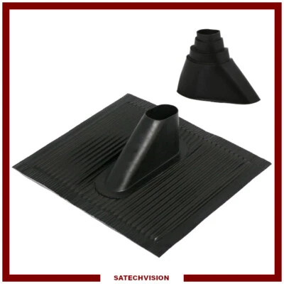 Tuile et Cône d'Étanchéité pour Mât de Couleur Noire Antenne Satellite Toit