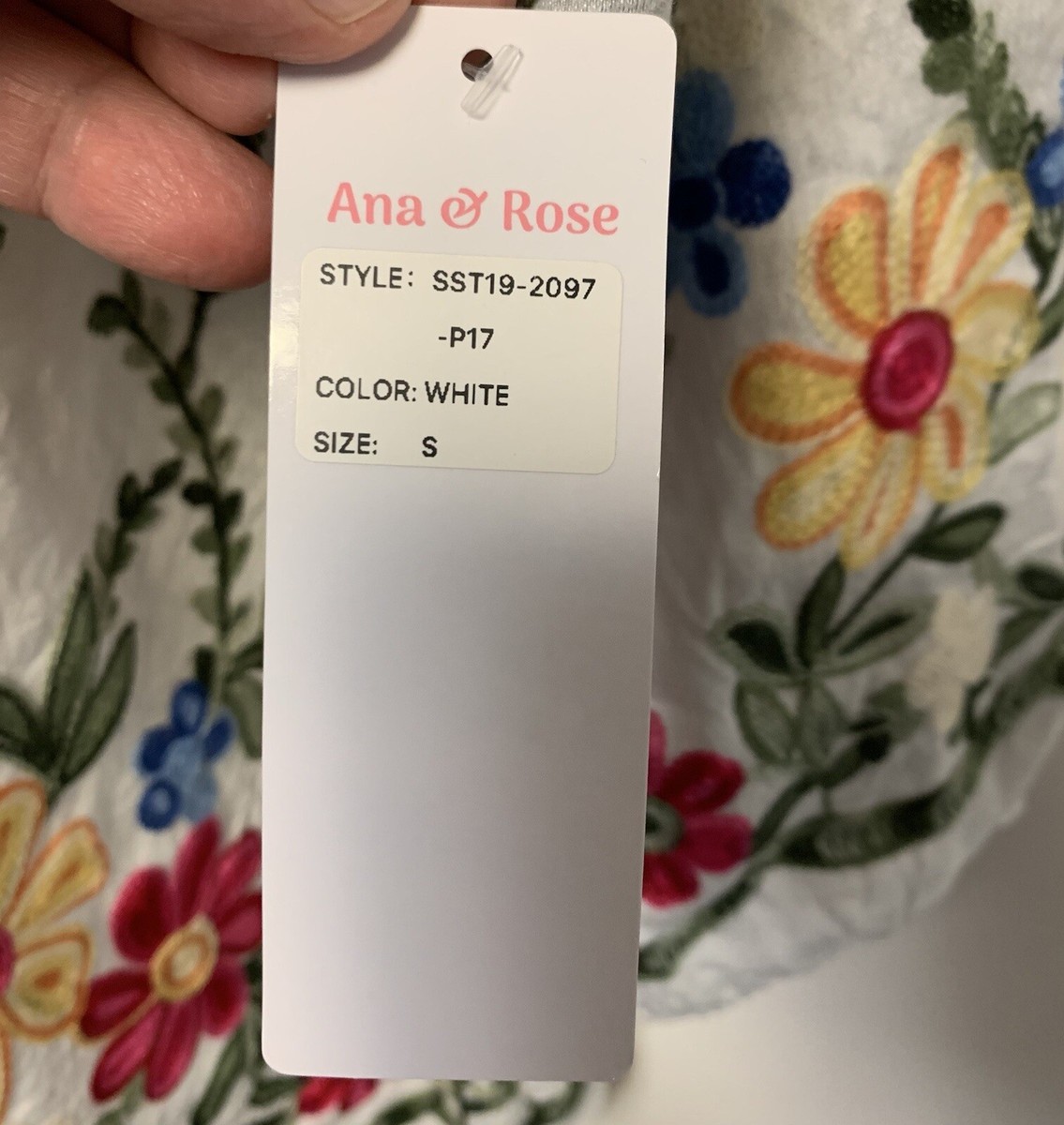 Ana & Rose Women's Small White Shirt Floral Embroidered