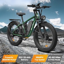 Electric Bike for Adults 2000W 52V 26" Fat Tire Mountain Bicycle Full Suspension
