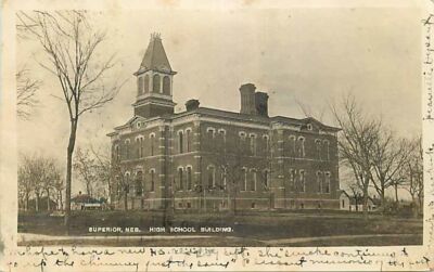 Real Photo Postcard High School Building, Superior, Nebraska 1907