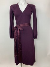 Anthropologie Barila Plum Purple True Wrap Jersey Stretch Long Sleeve Dress XS