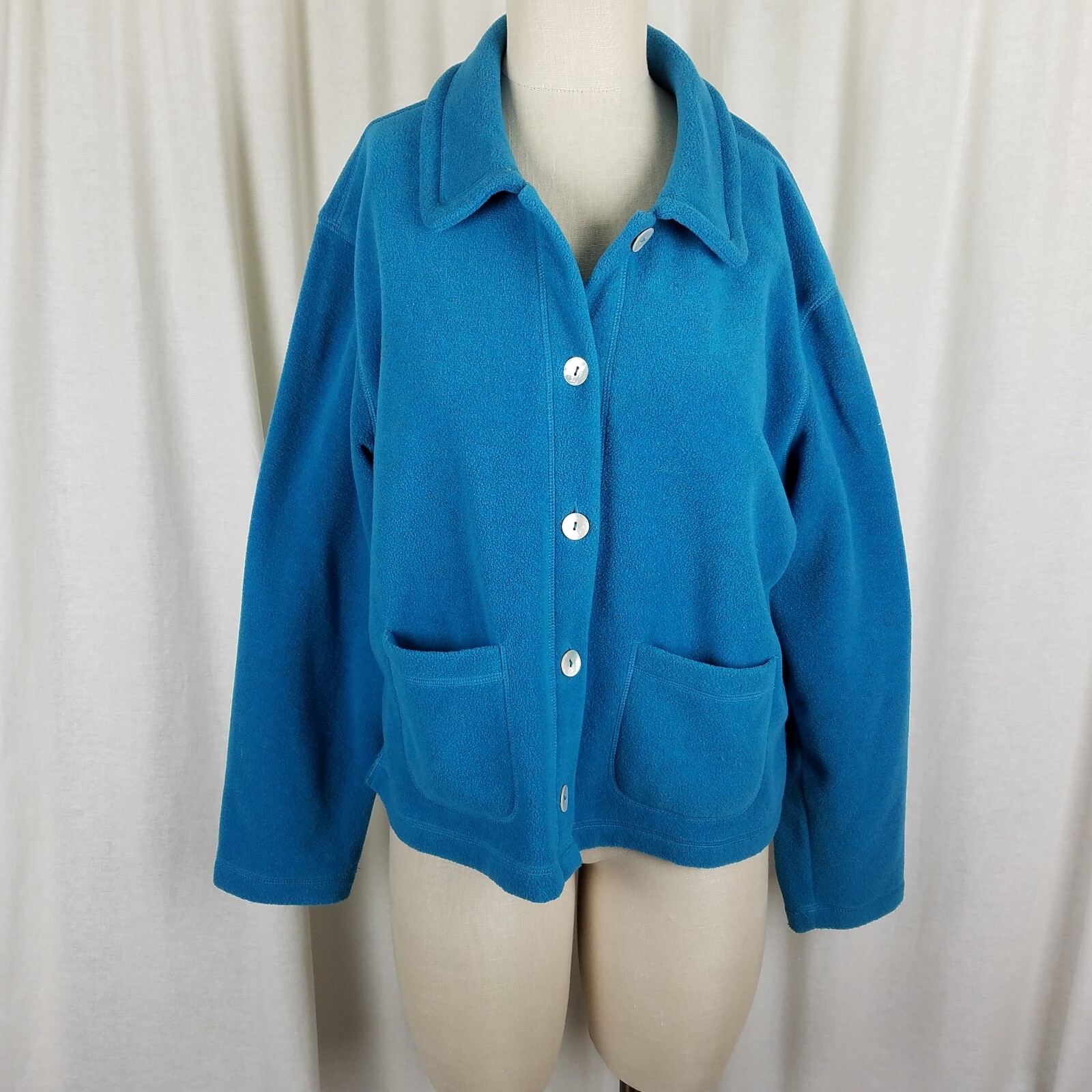 Talbots Button Up Fleece Patch Pockets Sweater Ca… - image 1