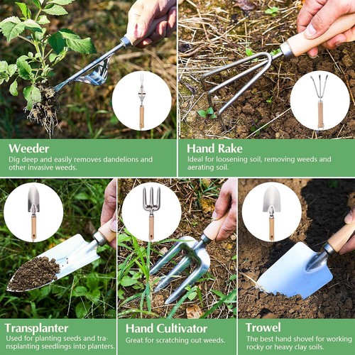 Set di attrezzi da giardino 9 pezzi utensili manuali da giardinaggio resistenti con moda e durevole - Foto 6 di 14
