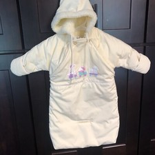 Vintage Baby London Fog Yellow Insulated Hooded Snow Mobile Suit Size 0-6 Months