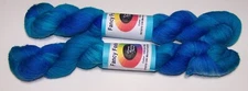 Two 2oz skeins of Done Roving FANCY FOOTWORK merino/cashmere yarn INTENSE BLUE