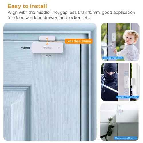 Panamalar Door Window Sensor Wifi Door Alarm System Detects Open Door Auto White - Picture 7 of 18